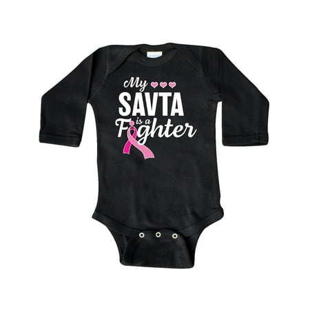 

Inktastic Breast Cancer Awareness My Savta is a Fighter Gift Baby Boy or Baby Girl Long Sleeve Bodysuit