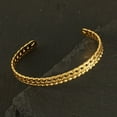 thumbnail image 4 of Fashion 14K Yellow Gold Bangle Bracelet Minimalist Golden Color Tarnish Free Texture Simple Open Charm Wrist Jewelry, 4 of 8