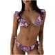 thumbnail image 1 of Conjunto de bikini dividido con estampado de contraste de pecho alto sexy para mujer Conjuntos de traje de baño de dos piezas Fridja nalpqowj57141, 1 of 7
