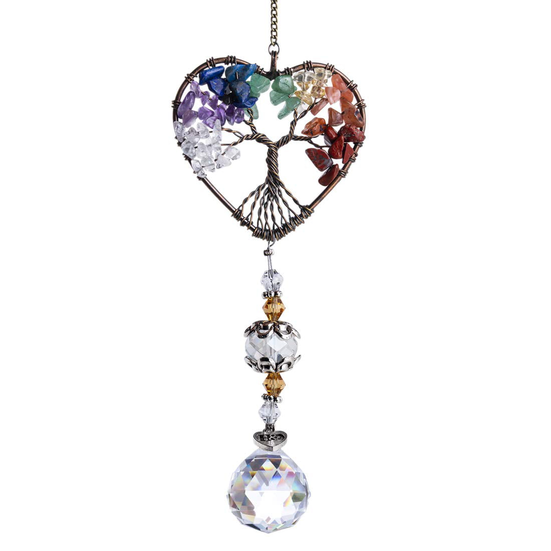 H&D HYALINE & DORA Glass Wind Chime with Ball Prisms Suncatcher Crystal Pendant In-door Garden Hanging Ornament 