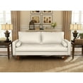 thumbnail image 2 of Koby Home's X Collection Stanley Modern Button-tufted Loveseat, Upholstered in Faux Leather with Track Arms, Cushion Back, and Wooden Legs, 2-Seater for Small Space, Soft White Color, 2 of 3