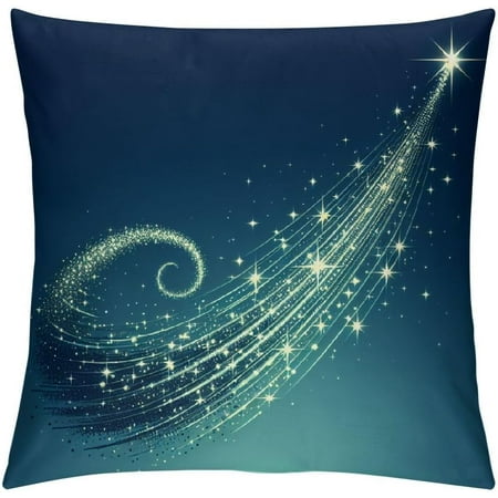 Funda de almohada con efecto brillante azul brillante estrellas de cola redonda Halo Comet funda de almohada cuadrada decorativa para el hogar