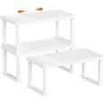 thumbnail image 1 of Organizador de estantes para gabinete, estantes de plástico expandibles para encimera de cocina, despensa y especiero, juego de 3, blanco, 1 of 8