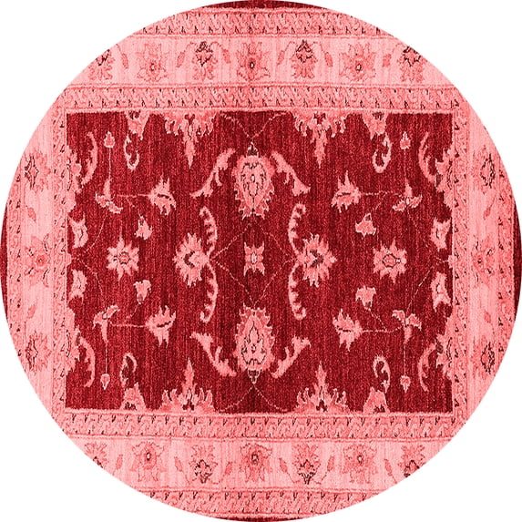 Ahgly Company Indoor Round Oriental Red Industrial Area Rugs, 8' Round