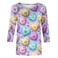 thumbnail image 4 of Womens 3/4 Length Sleeve Tops 2024, Valentines and Casual Fashion Style Shirts Crew Neck Loose-Fitting Blouses, 4 of 4
