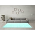 thumbnail image 3 of Ahgly Company Machine Washable Indoor Square Solid Turquoise Blue Modern Area Rugs, 4' Square, 3 of 4
