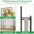 thumbnail image 4 of Simple Trending Clothing Clothes Rack Double Rods with Wheels, Rolling Metal Garment Rack for Hanging, Black, 4 of 7