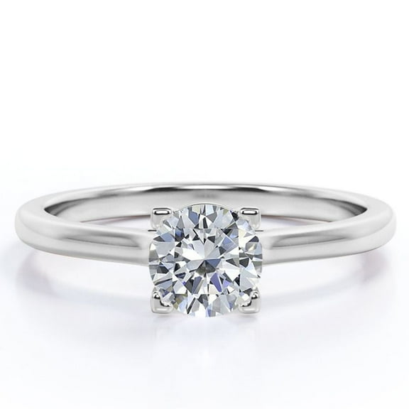 JeenMata Stunning Solitaire 1 Carat Round Brilliant Cut Prong Set Right Hand Ring in 18K White Gold Plating over Silver