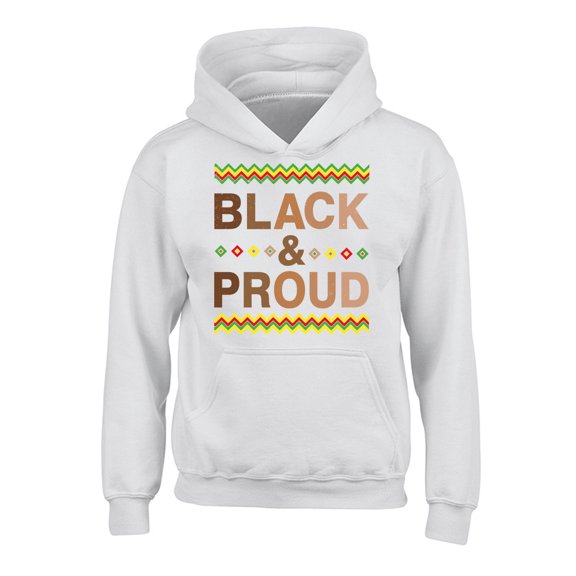 Black and Proud USA Political Youth Hoodie for Boys Girls - Graphic Tee S M L XL - Kids Hooded Black History Month Gifts Resistance Long Sleeve Sweatshirt