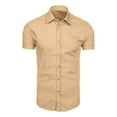 thumbnail image 5 of Guzom Men's Short Sleeve Button Down Shirt- Turndown Collar Casual Polyester Casual Mens Outside Dress Shirts Khaki Size M, 5 of 6