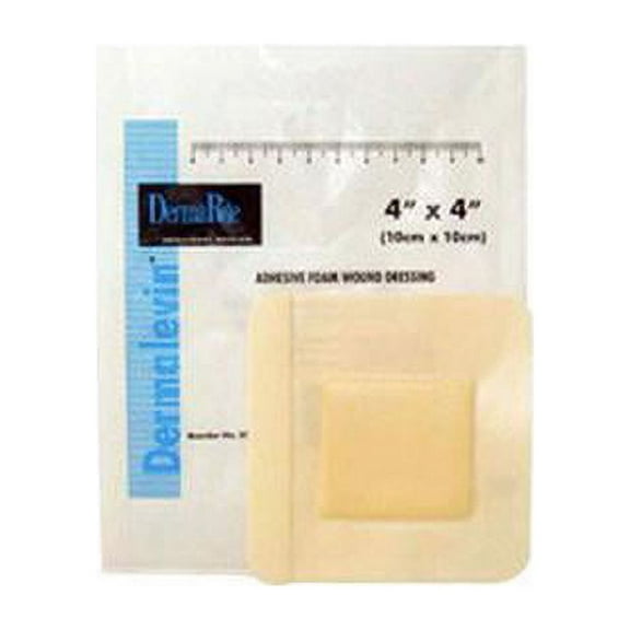 Dermalevin Adhesive Foam Dressing 4" X 4" Part No. 00280 (10/box)