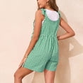 thumbnail image 4 of lcziwo Summer Plaid Romper for Women Casual Cute Tie Straps Sleeveless Short Jumpsuit Loose Fit Wide Leg Onesie Shorts Overalls Prime Sales Clearance Green XXL, 4 of 8