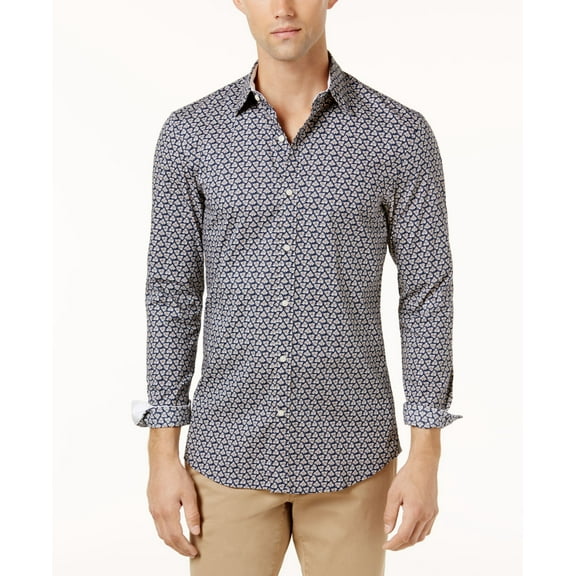 Michael Kors Mens Printed Shirt Midnight 2XL