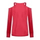 thumbnail image 5 of Moda mujer cuello en V manga larga otoño electrocardiograma estampado hombro frío blusa suelta Tops Pompotops  gfhjh21150, 5 of 5