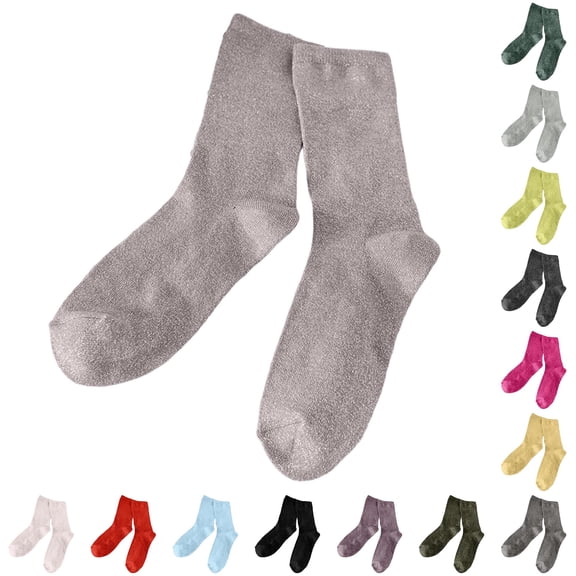 Daznico Women's Glitter Mid Calf Socks Thin Sheer Breathable Lightweight Casual Daily Summer Socks