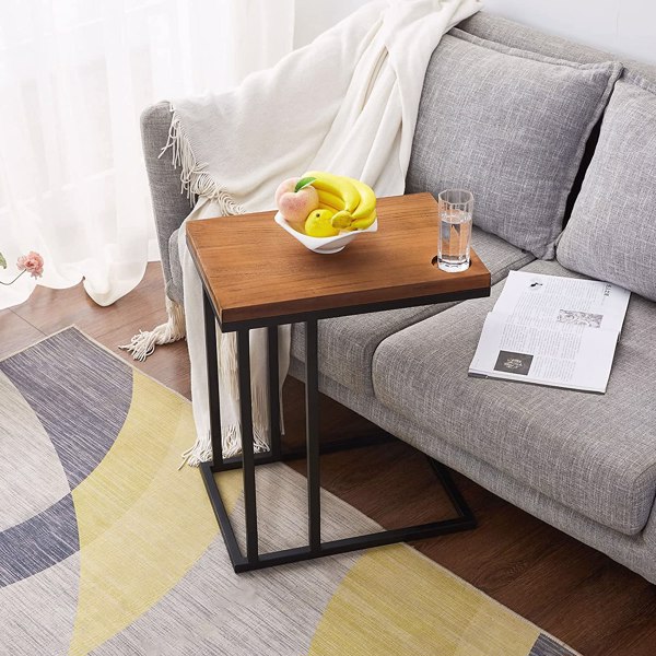 C Table Sofa Side End Table, C Shaped Table for Coffee Snack Laptop