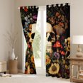 thumbnail image 3 of Castle Fairy Teens Gothic Skull Black Out Curtains,Botanical Mushroom Flowers Curtains Pack of 2 (42x63 Each),Vintage Aesthetic Bedroom Curtains,Breathable Home Decor, 3 of 6