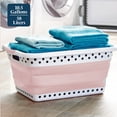 thumbnail image 3 of Blue Door Collapsible Laundry Basket Portable Pop Up Plastic Laundry Hamper with Dual Grip, 10.5-Gallon Pink 2pk, 3 of 7