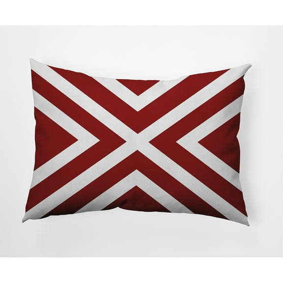 Simply Daisy, 14" x 20" Red Decorative Striped Outdoor Throw Pillow