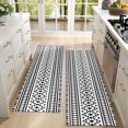 thumbnail image 4 of Kitchen Rugs Sets Of 2,Black Geometric Triangle Striped Pattern Anti Fatigue Kitchen Mat Rugs Non Slip Washable,Decorative Kitchen Floor Mats for Kitchen,Sink,Laundry,17"X47", 4 of 5