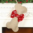 thumbnail image 2 of Dog Bone Christmas Stockings 16 Inch Large Line Pet Christmas Stockings with Bowknot Burlap Fireplace Hanging Stockings Gift Bags for Christmas Decorations, 2 of 5
