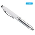 thumbnail image 3 of Uxcell Ballpoint Pen with Stylus Tip and LED Flashlight Metal Pen Black Ink 1.0mm Medium Point Stylus Pen, White 3 Pack, 3 of 7