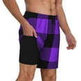 thumbnail image 3 of Balery Purple Buffalo Plaid Mens Swim Trunks Swim Shorts for Men Quick Dry Inseam Beach Shorts with Compression Liner Pocket-X-Large, 3 of 9