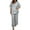 Gray, variant on Two Piece Sets for Women Fall Outfits New Women's Spring and Summer Solid-Color V-Neck Mid-Sleeve Tops with Straight Pocket Pants Casual Set Beige XXL