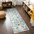 thumbnail image 3 of MeyJey 2'x6' Boho Runner Rug , Oriental Non Slip Machine Washable Area Rug Distressed Vintage Floor Carpet for Bedroom Kitchen Living Laundry Room, Blue/Beige, 3 of 14