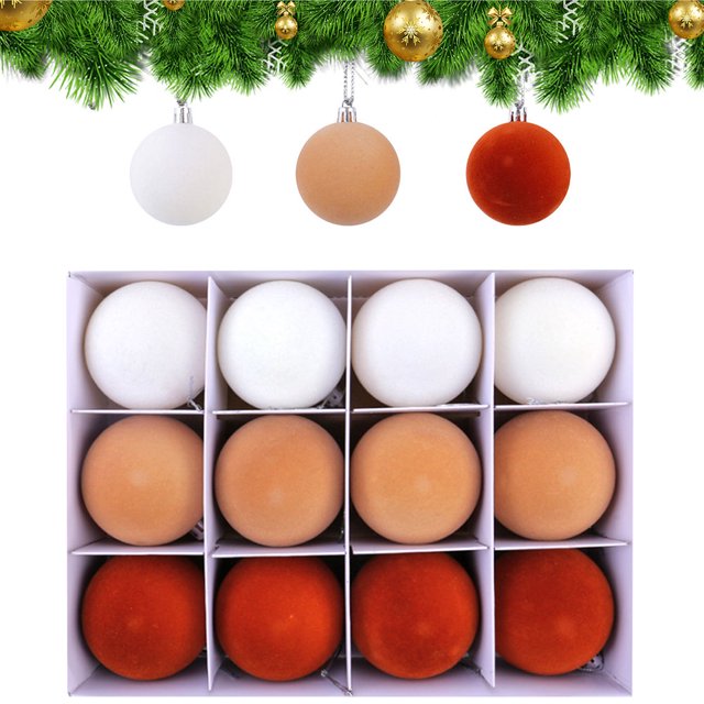 Pendientes Navidad 12 Piezas 2.4 Pulgadas Bolas Terciopelo