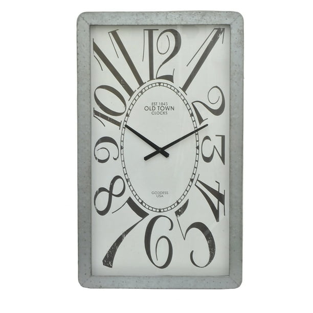 Three Hands Rectangular Metal Wall Clock - Walmart.com ...