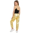thumbnail image 2 of Hansber Kids Girls Hip Hop Jazz Dance Outfits Gymnastics Leotard with Metallic Shiny Jogger Pants Set Gold 10, 2 of 6