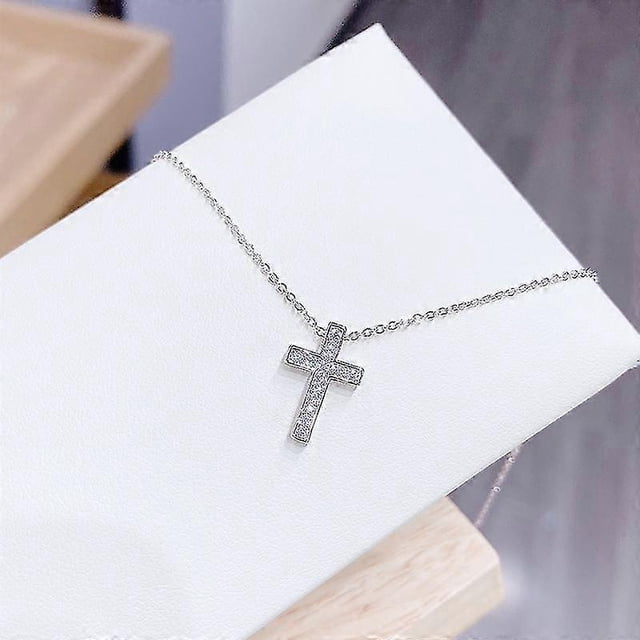 Fashion Cross Pendant Copper Inlaid Zircon Cross Necklace