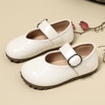 thumbnail image 5 of Girls Mary Jane School Dress Shoes for Little Big Kid Uniform Chunky Heel Closed Round Toe Flats Wedding Formal School Uniform Shoes Beige 26, 5 of 6