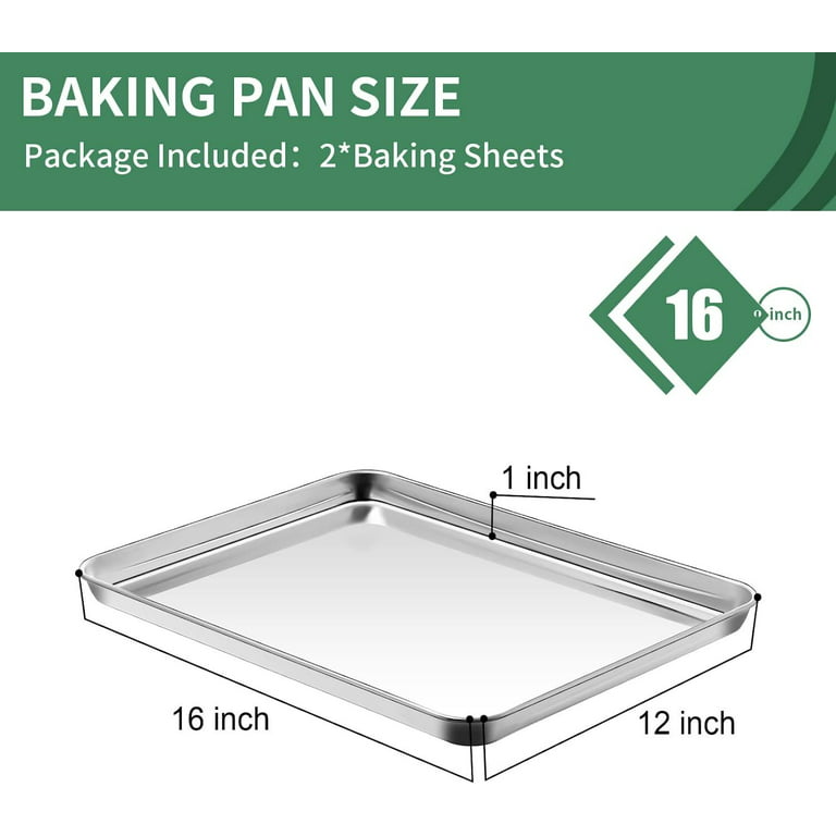 P&P CHEF Baking Cookie Sheet Set of 2, Stainless Steel Baking Sheets Pan  Oven Tray, Rectangle 16”x12”x1”, Non Toxic… - Gently Sustainable Homestead