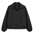 thumbnail image 5 of Chiccall Jackets for Women Fall Winter Fashion Long Sleeve Coats Casual Lapel Full Zip Up Bomber Jacket with Pockets Black S, 5 of 9