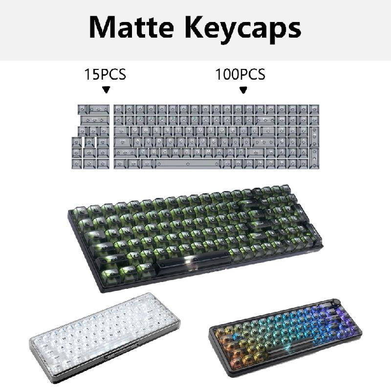 ZPAQI Crystal Transparent PC Keycaps OEM 115 Keys for MX Switcher Keyboards