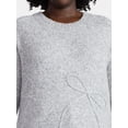 thumbnail image 5 of Terra & Sky Women’s Plus Bow Stitch Crewneck Sweater, Lightweight, Sizes 0X-5X, 5 of 5