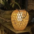 thumbnail image 2 of 2X Linterna de Ratán de Imitación Solar para Exteriores, Decoración para Patio, Balcón, Jardín, Luces de Velas, Atmósfera, Candelabro de Bambú, 2 of 5