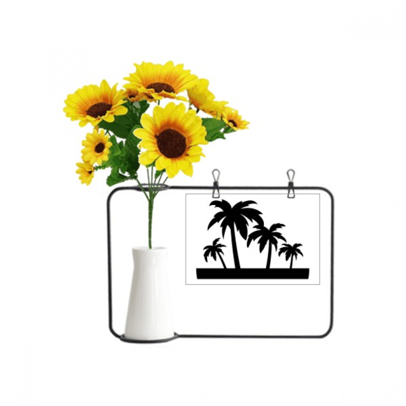 Black Coconut Tree Outline Artificial Sunflower Vases Bottle Blessing Card