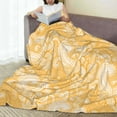thumbnail image 3 of LNWH Modern Yellow Abstract Swirl Pattern Throw Blanket, Flannel Sofa Blankets for All Seasons, 60"x50", 3 of 8
