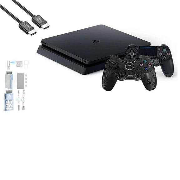 Pre-Owned Sony 2215B PlayStation 4 Slim 500GB Gaming Console Black, HDMI Cable 2 Controller With BOLT AXTION Cleaning Kit Bundle ( )