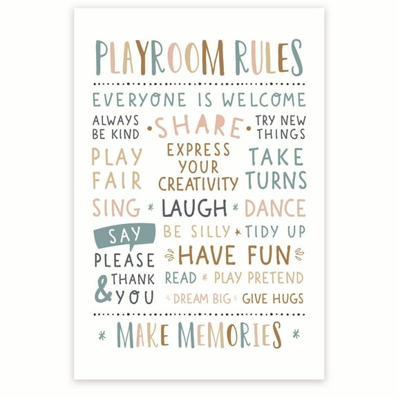 Bliss Monkey Co. Playroom Rules Poster - Educational Playroom Guidelines - Playroom Manners - Nursery Rules 12 x 18 Inch Poster - Unframed - Premium 100lb Gloss - Made In USA - BMCP0529