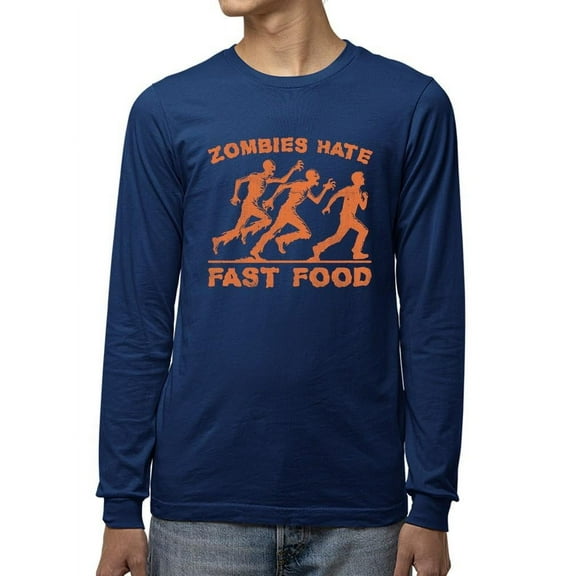 Zombies Hate Fast Food Funny Halloween Graphic - Men's Long Sleeve