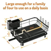 Dish Drying Rack, WLRETMCI Dish Drainer for Kitchen Counter, Large Dish Rack with Utensil Holder, Drainboard and Swivel Spout