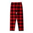thumbnail image 2 of CPNG Girls and Boys Plaid Sleeping Pants Kids Elastic High Waist Soft Cotton Plaid Home Pants with Pockets(Wine,3-4 Years), 2 of 4