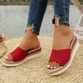 thumbnail image 5 of Rokment Wedge Sandals for Women 2026 Beach Fashion Casual Leather Open Toe Memory Foam Espadrilles Platform High Heels Dress Slip on Slides Summer Shoes Red Size 9, 5 of 8