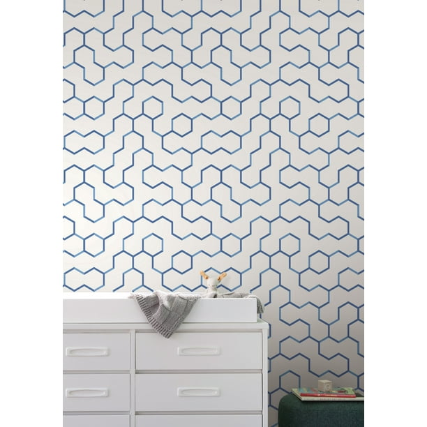 RoomMates Blue Open Geometric Peel & Stick Wallpaper