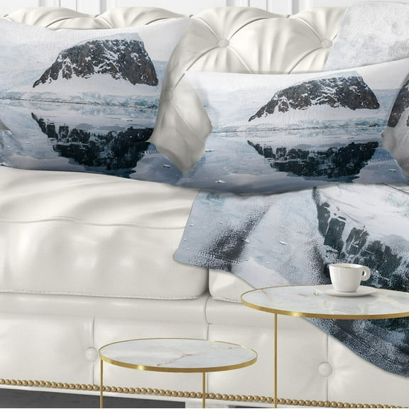 Designart Snowcap Hill in Antarctica - Seashore Throw Pillow - 12x20