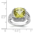 thumbnail image 2 of FB Jewels Sterling Silver Rhodium Checker-Cut Lemon Quartz & Diam. Ring, 2 of 2